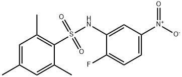 N-{2-fluoro-5-nitrophenyl}-2,4,6-trimethylbenzenesulfonamide Struktur