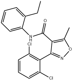 3-(2,6-dichlorophenyl)-N-(2-ethylphenyl)-5-methyl-4-isoxazolecarboxamide Struktur