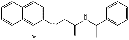 2-[(1-bromo-2-naphthyl)oxy]-N-(1-phenylethyl)acetamide Struktur