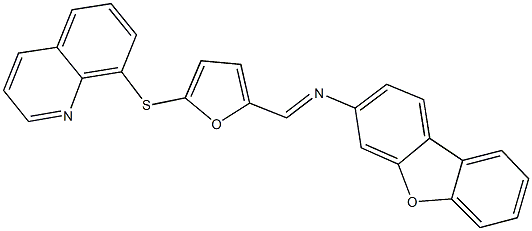 N-dibenzo[b,d]furan-3-yl-N-{[5-(8-quinolinylsulfanyl)-2-furyl]methylene}amine Struktur