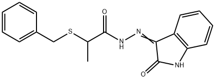 2-(benzylsulfanyl)-N'-(2-oxo-1,2-dihydro-3H-indol-3-ylidene)propanohydrazide Struktur