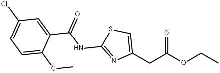 ethyl {2-[(5-chloro-2-methoxybenzoyl)amino]-1,3-thiazol-4-yl}acetate Struktur