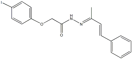 2-(4-iodophenoxy)-N'-(1-methyl-3-phenyl-2-propenylidene)acetohydrazide Struktur