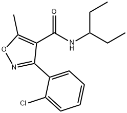 3-(2-chlorophenyl)-N-(1-ethylpropyl)-5-methyl-4-isoxazolecarboxamide Struktur