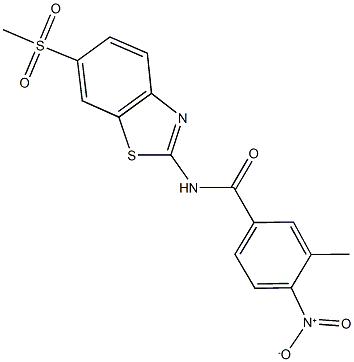 4-nitro-3-methyl-N-[6-(methylsulfonyl)-1,3-benzothiazol-2-yl]benzamide Struktur