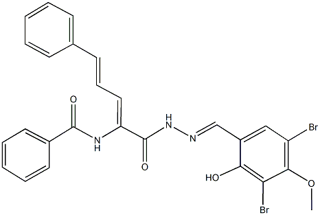 N-(1-{[2-(3,5-dibromo-2-hydroxy-4-methoxybenzylidene)hydrazino]carbonyl}-4-phenyl-1,3-butadienyl)benzamide Struktur