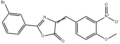 2-(3-bromophenyl)-4-{3-nitro-4-methoxybenzylidene}-1,3-oxazol-5(4H)-one Struktur