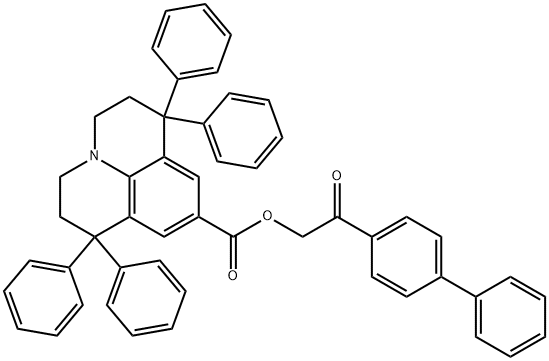 2-[1,1'-biphenyl]-4-yl-2-oxoethyl 1,1,7,7-tetraphenyl-2,3,6,7-tetrahydro-1H,5H-pyrido[3,2,1-ij]quinoline-9-carboxylate Struktur