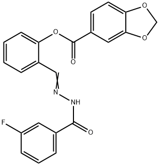 2-[2-(3-fluorobenzoyl)carbohydrazonoyl]phenyl 1,3-benzodioxole-5-carboxylate Struktur