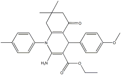 ethyl 2-amino-4-(4-methoxyphenyl)-7,7-dimethyl-1-(4-methylphenyl)-5-oxo-1,4,5,6,7,8-hexahydro-3-quinolinecarboxylate Struktur