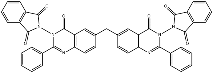 2-(6-{[3-(1,3-dioxo-1,3-dihydro-2H-isoindol-2-yl)-4-oxo-2-phenyl-3,4-dihydro-6-quinazolinyl]methyl}-4-oxo-2-phenyl-3(4H)-quinazolinyl)-1H-isoindole-1,3(2H)-dione Struktur