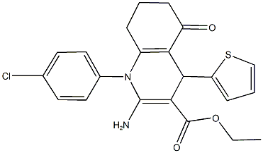 ethyl 2-amino-1-(4-chlorophenyl)-5-oxo-4-(2-thienyl)-1,4,5,6,7,8-hexahydro-3-quinolinecarboxylate Struktur