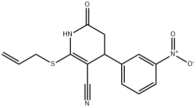 2-(allylsulfanyl)-4-(3-nitrophenyl)-6-oxo-1,4,5,6-tetrahydro-3-pyridinecarbonitrile Struktur