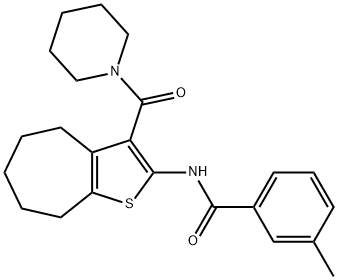 3-methyl-N-[3-(1-piperidinylcarbonyl)-5,6,7,8-tetrahydro-4H-cyclohepta[b]thien-2-yl]benzamide Struktur