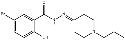 5-bromo-2-hydroxy-N'-(1-propyl-4-piperidinylidene)benzohydrazide Struktur