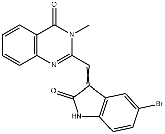 2-[(5-bromo-2-oxo-1,2-dihydro-3H-indol-3-ylidene)methyl]-3-methyl-4(3H)-quinazolinone Struktur