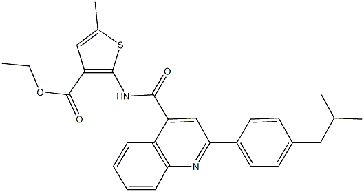 ethyl 2-({[2-(4-isobutylphenyl)quinolin-4-yl]carbonyl}amino)-5-methylthiophene-3-carboxylate Struktur