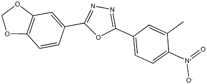 2-(1,3-benzodioxol-5-yl)-5-{4-nitro-3-methylphenyl}-1,3,4-oxadiazole Struktur