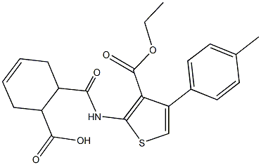 6-({[3-(ethoxycarbonyl)-4-(4-methylphenyl)-2-thienyl]amino}carbonyl)-3-cyclohexene-1-carboxylic acid Struktur