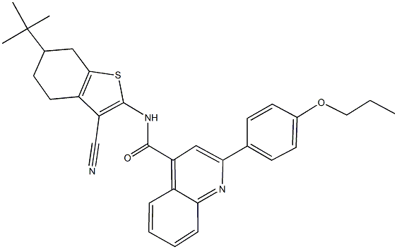 N-(6-tert-butyl-3-cyano-4,5,6,7-tetrahydro-1-benzothien-2-yl)-2-(4-propoxyphenyl)-4-quinolinecarboxamide Struktur