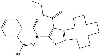 6-({[3-(ethoxycarbonyl)-4,5,6,7,8,9,10,11,12,13-decahydrocyclododeca[b]thien-2-yl]amino}carbonyl)-3-cyclohexene-1-carboxylic acid Struktur