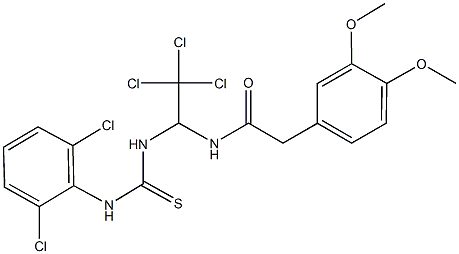 2-(3,4-dimethoxyphenyl)-N-(2,2,2-trichloro-1-{[(2,6-dichloroanilino)carbothioyl]amino}ethyl)acetamide Struktur