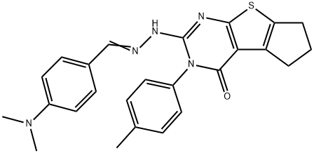 4-(dimethylamino)benzaldehyde [3-(4-methylphenyl)-4-oxo-3,5,6,7-tetrahydro-4H-cyclopenta[4,5]thieno[2,3-d]pyrimidin-2-yl]hydrazone Struktur