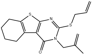 2-(allylsulfanyl)-3-(2-methyl-2-propenyl)-5,6,7,8-tetrahydro[1]benzothieno[2,3-d]pyrimidin-4(3H)-one Struktur