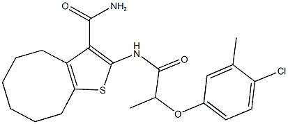 2-{[2-(4-chloro-3-methylphenoxy)propanoyl]amino}-4,5,6,7,8,9-hexahydrocycloocta[b]thiophene-3-carboxamide Struktur