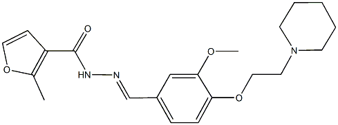 N'-{3-methoxy-4-[2-(1-piperidinyl)ethoxy]benzylidene}-2-methyl-3-furohydrazide Struktur