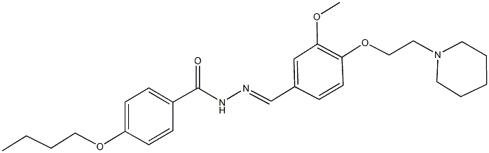 4-butoxy-N'-{3-methoxy-4-[2-(1-piperidinyl)ethoxy]benzylidene}benzohydrazide Struktur