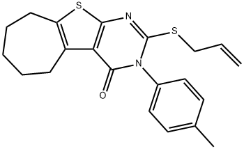 2-(allylsulfanyl)-3-(4-methylphenyl)-3,5,6,7,8,9-hexahydro-4H-cyclohepta[4,5]thieno[2,3-d]pyrimidin-4-one Struktur