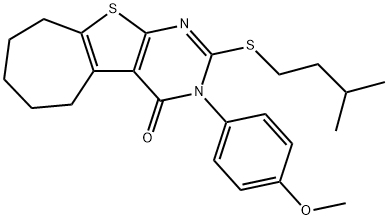 2-(isopentylsulfanyl)-3-(4-methoxyphenyl)-3,5,6,7,8,9-hexahydro-4H-cyclohepta[4,5]thieno[2,3-d]pyrimidin-4-one Struktur