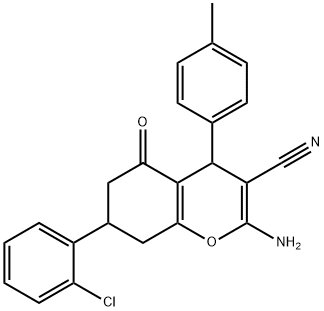 2-amino-7-(2-chlorophenyl)-4-(4-methylphenyl)-5-oxo-5,6,7,8-tetrahydro-4H-chromene-3-carbonitrile Struktur