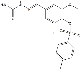 4-[2-(aminocarbonyl)carbohydrazonoyl]-2-iodo-6-methoxyphenyl 4-methylbenzenesulfonate Struktur