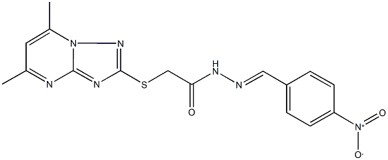 2-[(5,7-dimethyl[1,2,4]triazolo[1,5-a]pyrimidin-2-yl)sulfanyl]-N'-{4-nitrobenzylidene}acetohydrazide Struktur