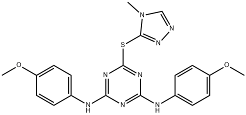 N~2~,N~4~-bis(4-methoxyphenyl)-6-[(4-methyl-4H-1,2,4-triazol-3-yl)sulfanyl]-1,3,5-triazine-2,4-diamine Struktur