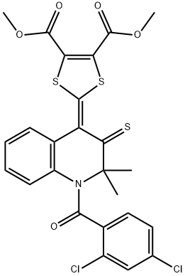 dimethyl 2-(1-(2,4-dichlorobenzoyl)-2,2-dimethyl-3-thioxo-2,3-dihydro-4(1H)-quinolinylidene)-1,3-dithiole-4,5-dicarboxylate Struktur