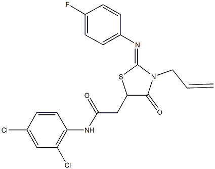 2-{3-allyl-2-[(4-fluorophenyl)imino]-4-oxo-1,3-thiazolidin-5-yl}-N-(2,4-dichlorophenyl)acetamide Struktur