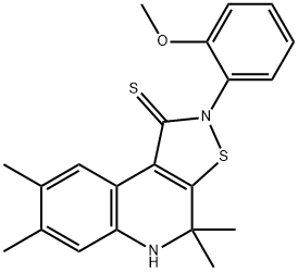 4,4,7,8-tetramethyl-2-[2-(methyloxy)phenyl]-4,5-dihydroisothiazolo[5,4-c]quinoline-1(2H)-thione Struktur