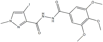 N'-[(4-iodo-1-methyl-1H-pyrazol-3-yl)carbonyl]-3,4,5-trimethoxybenzohydrazide Struktur