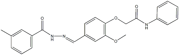 2-{2-methoxy-4-[2-(3-methylbenzoyl)carbohydrazonoyl]phenoxy}-N-phenylacetamide Struktur