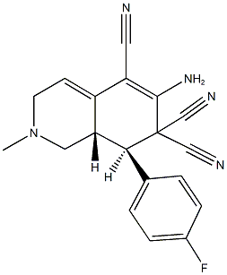 6-amino-8-(4-fluorophenyl)-2-methyl-2,3,8,8a-tetrahydro-5,7,7(1H)-isoquinolinetricarbonitrile Struktur