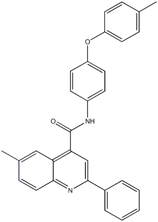 6-methyl-N-[4-(4-methylphenoxy)phenyl]-2-phenyl-4-quinolinecarboxamide Struktur