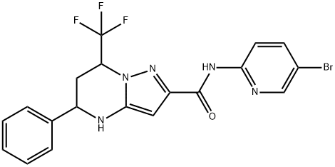 N-(5-bromo-2-pyridinyl)-5-phenyl-7-(trifluoromethyl)-4,5,6,7-tetrahydropyrazolo[1,5-a]pyrimidine-2-carboxamide Struktur