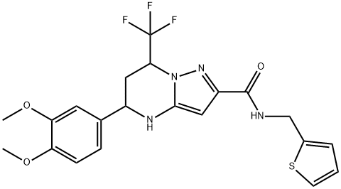 5-(3,4-dimethoxyphenyl)-N-(thien-2-ylmethyl)-7-(trifluoromethyl)-4,5,6,7-tetrahydropyrazolo[1,5-a]pyrimidine-2-carboxamide Struktur