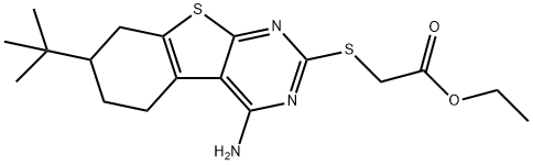 ethyl [(4-amino-7-tert-butyl-5,6,7,8-tetrahydro[1]benzothieno[2,3-d]pyrimidin-2-yl)sulfanyl]acetate Struktur