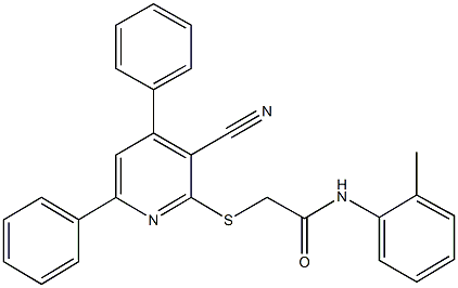 2-[(3-cyano-4,6-diphenyl-2-pyridinyl)sulfanyl]-N-(2-methylphenyl)acetamide Struktur