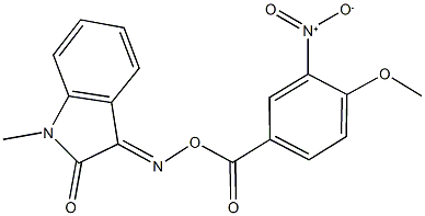 1-methyl-1H-indole-2,3-dione 3-(O-{3-nitro-4-methoxybenzoyl}oxime) Struktur