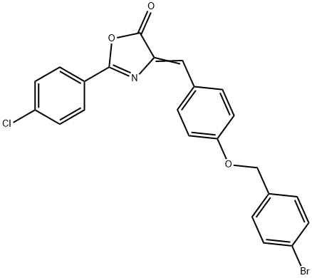 4-{4-[(4-bromobenzyl)oxy]benzylidene}-2-(4-chlorophenyl)-1,3-oxazol-5(4H)-one Struktur